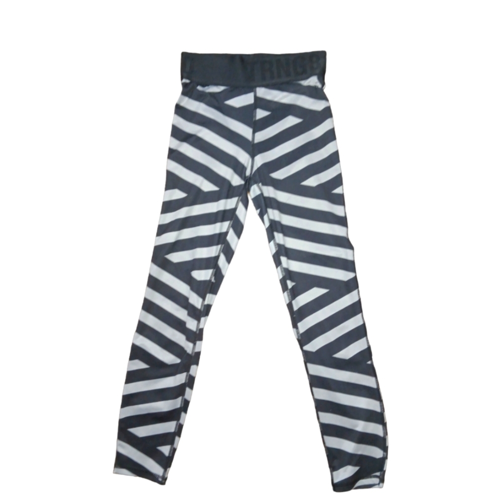 H&M Sport, Grey and Black striped leggings, size xs
